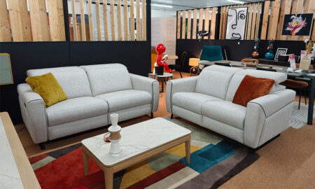 Canapé 2 places fixes + 3 places relax électriques